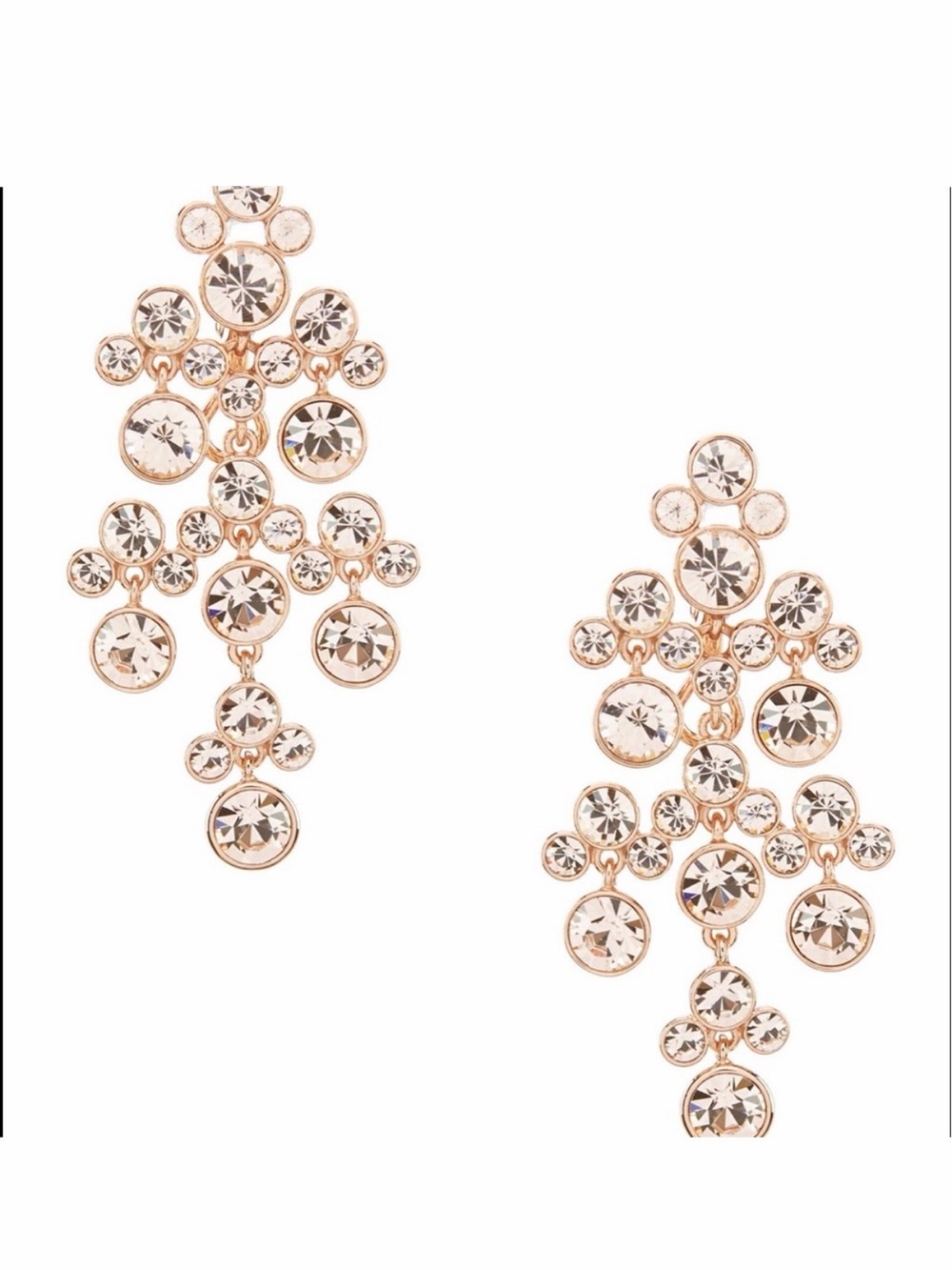 Givenchy Rose Goldtone Peach Bezel Crystal Chandelier Statement Earrings
